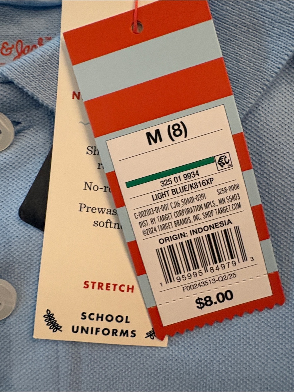 Cat & Jack School Uniform Light Blue Kids Polo Shirt - Picture 4 of 6